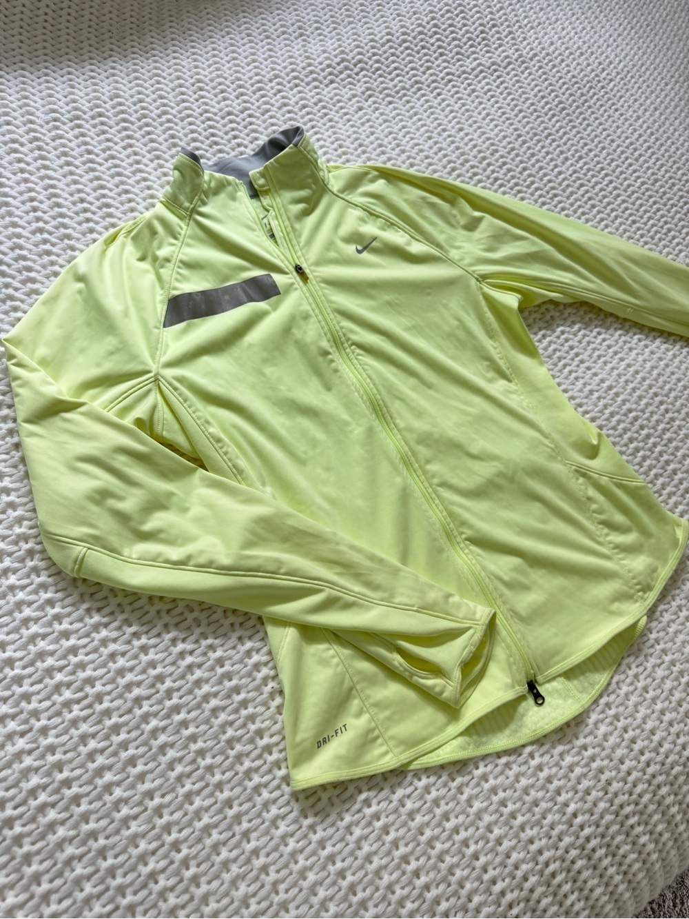 Nike Women's Neon Yellow Full-Zip Training Jacket with Reflective Accent